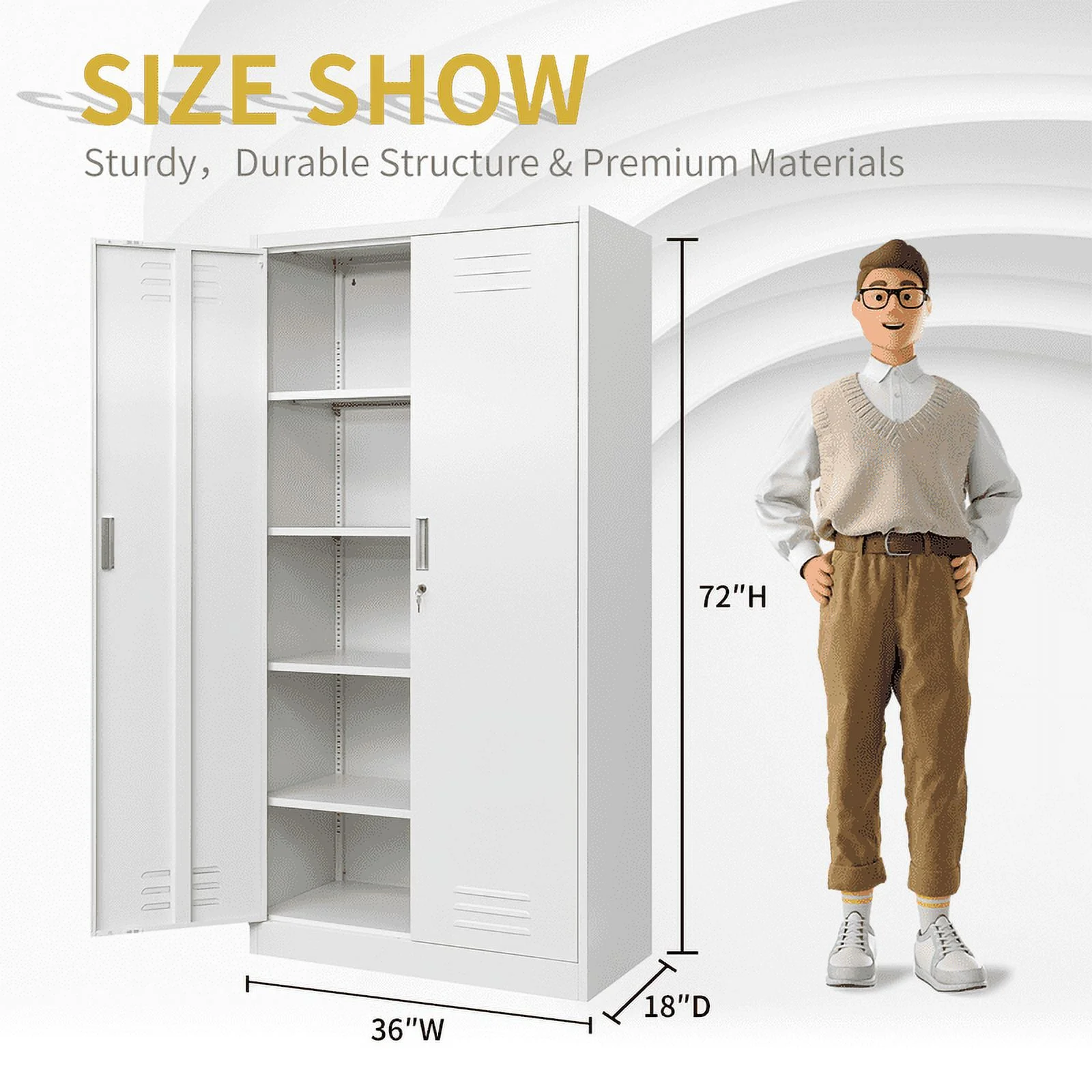 Lockable Storage Cabinet with Adjustable Shelves, 72