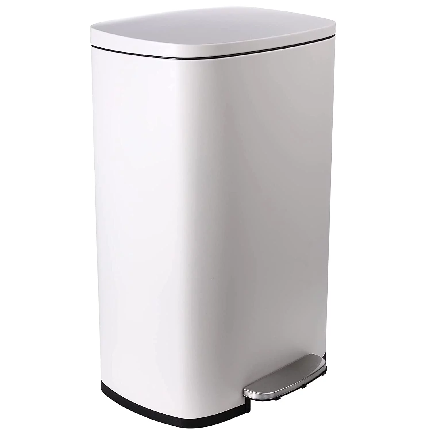 Arlopu 50L / 13.2 Gallon Trash Can with Foot Pedal, Kitchen Garbage Bin with Soft Close Lid, Rectangular Waste Bin for Home Office Bathroom