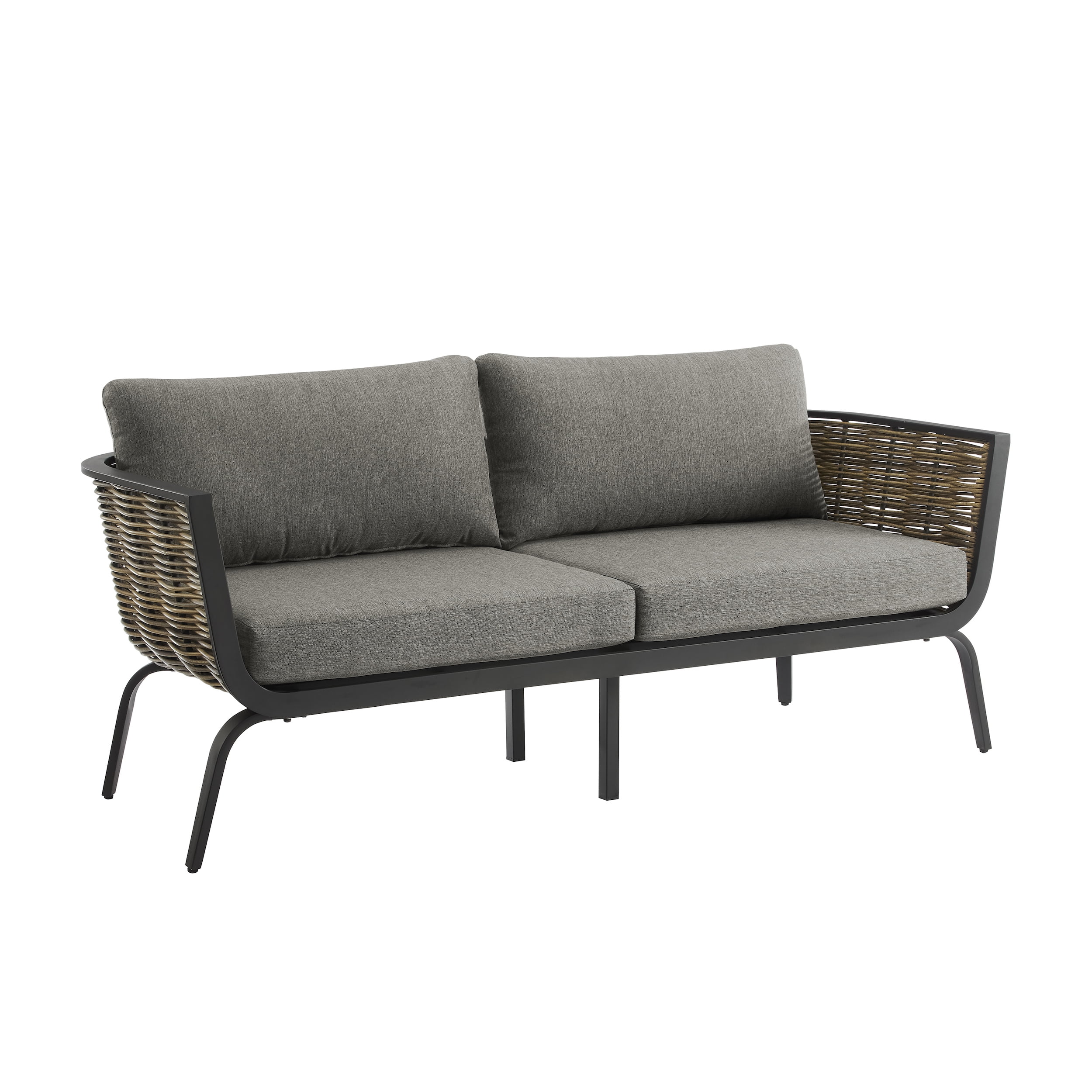 Linon Ferren Outdoor Loveseat, Black with Dark Gray