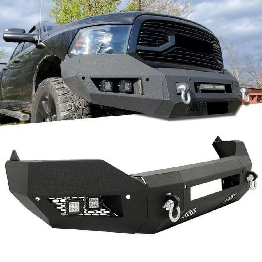 HECASA  Front Bumper W/ D-Ring LED Fog Light for 2013-2021 Ram 2WD 4WD 1500 Classic 14 15 16 17 18 19 2020