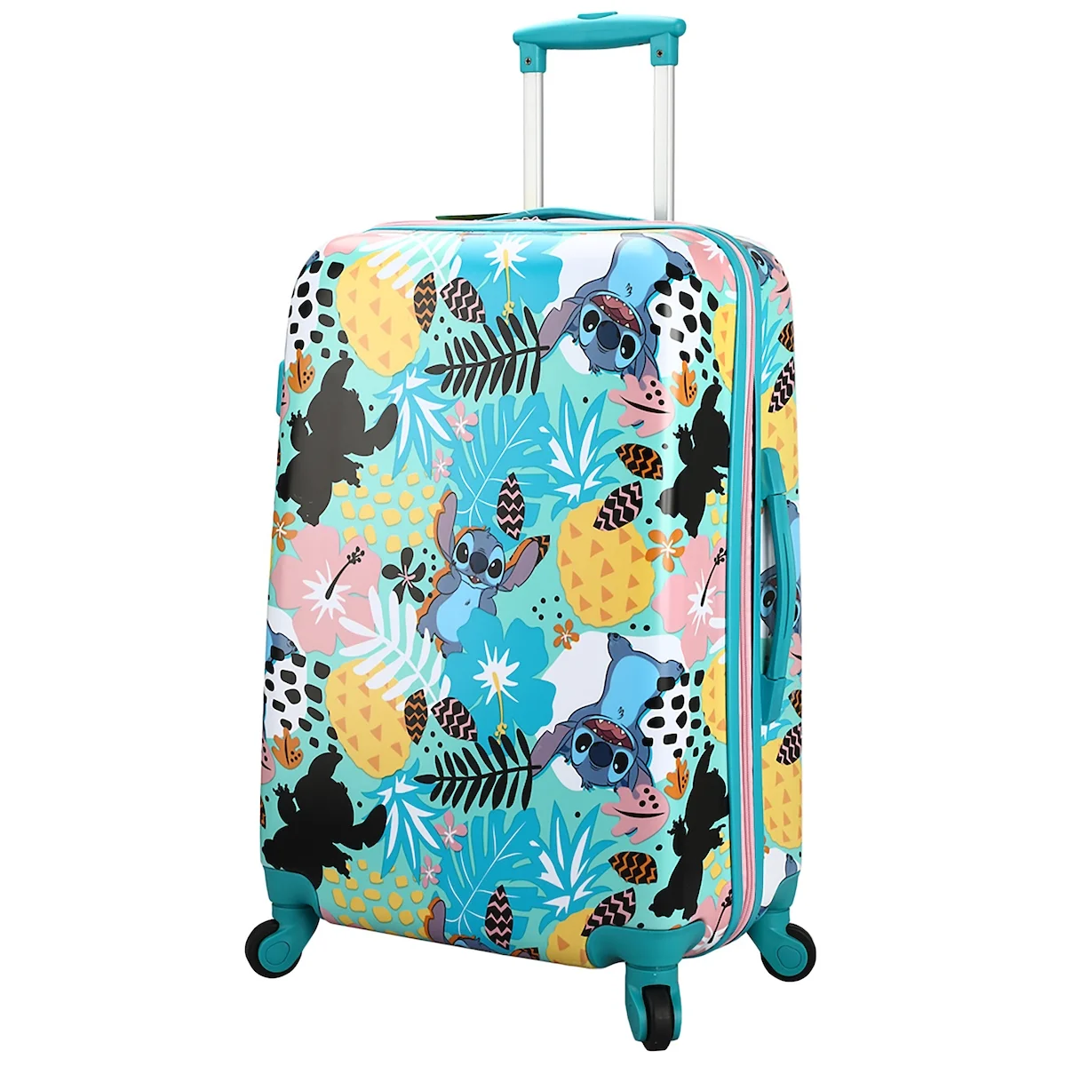 Lilo & Stitch Tropical All-Over Print Youth 20” Blue Carry-On Rolling Luggage