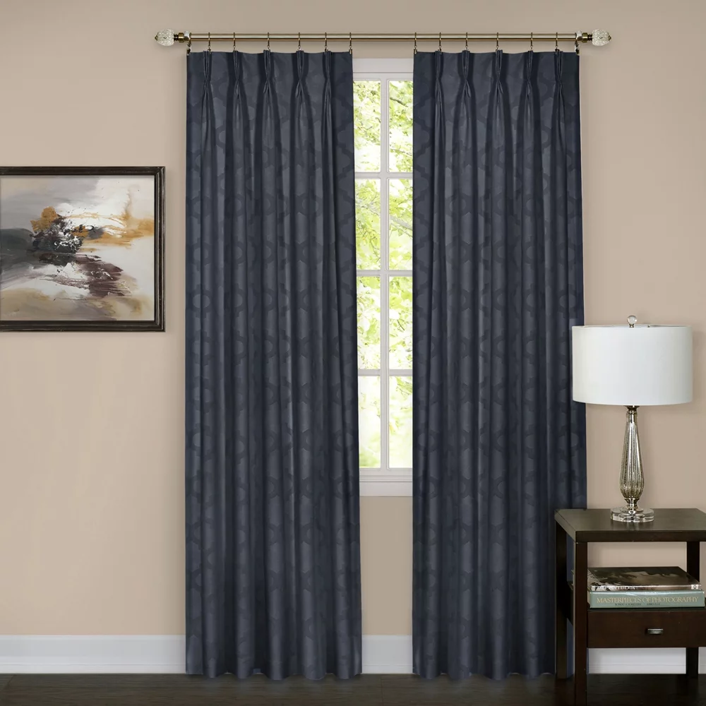 2-Pack 98% Blackout Energy Efficient Pinch Pleat Window Privacy Curtain Rod Pocket or Tie-Back Panels: 34