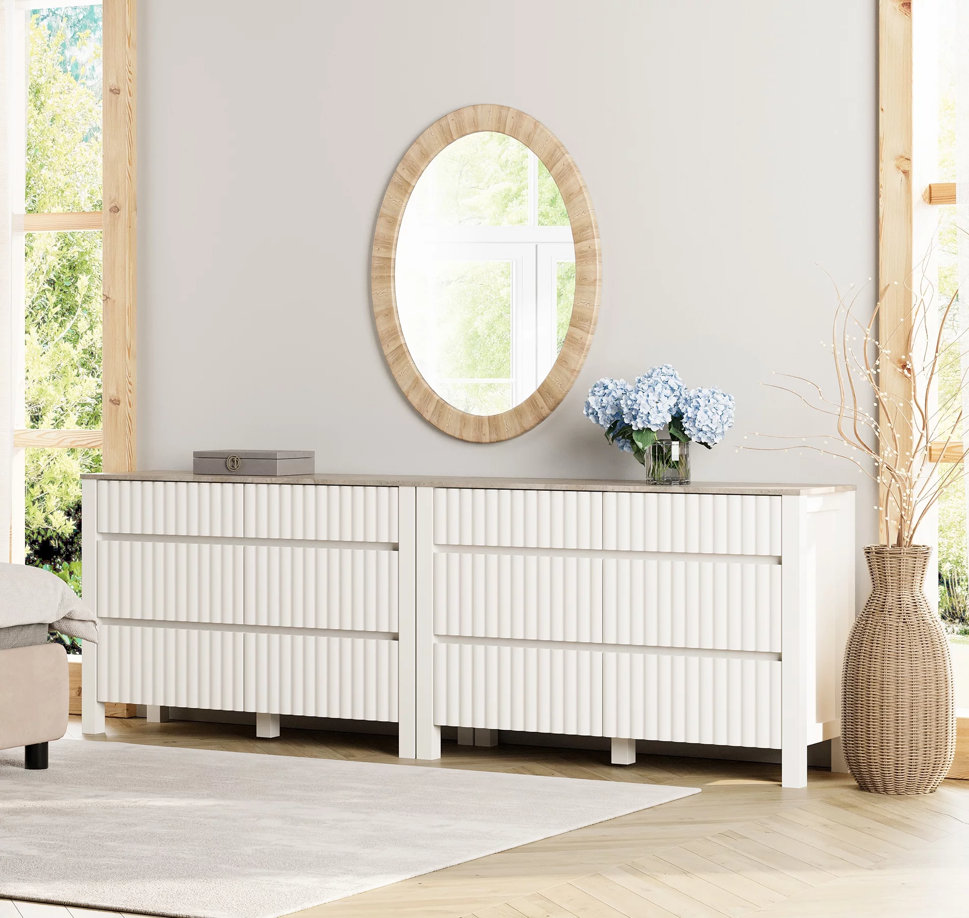 WAMPAT 12 Drawers Dresser Chest for Bedroom, Modern Wood Closet Storage Organizer Cabinet with Wide Drawers for Kids, Room Living Room, Nursery,Entryway,White