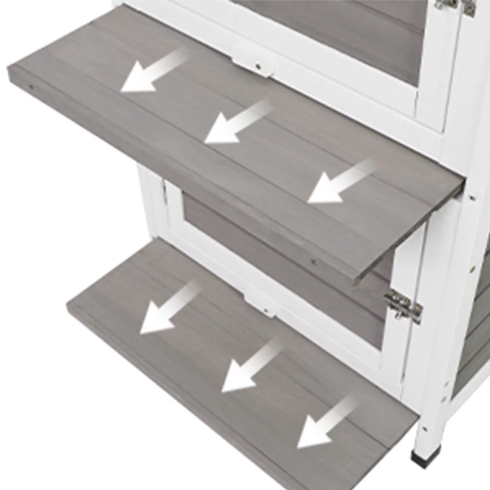 PetsCosset Outdoor Cat House Shelter Weatherproof, Two Story Wooden Outside Cat House Feral Cat House with Escape Door, Removable Floors