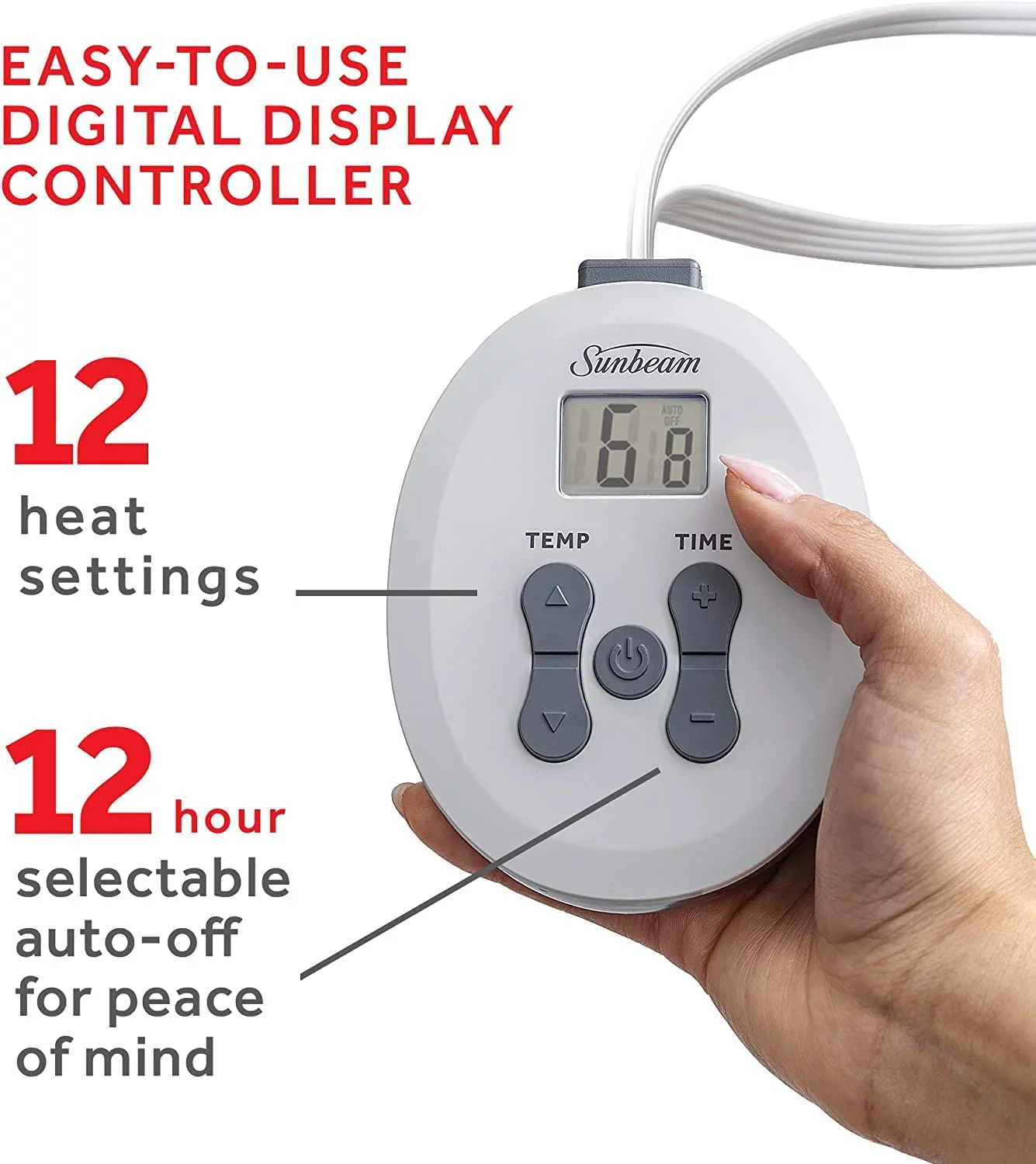 Sunbeam Ultraplush Heated Blanket | 12 Heat Settings - King (Blue)