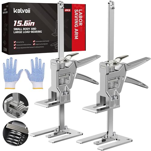 Kolvoii Labor Saving Arm Jack, 2 Pack Stainless Steel 15.6 Inch Construction Jack, Multi-Function Height Adjustment Hand Jacks for Lifting and Leveling, 10 Inche Lift Range