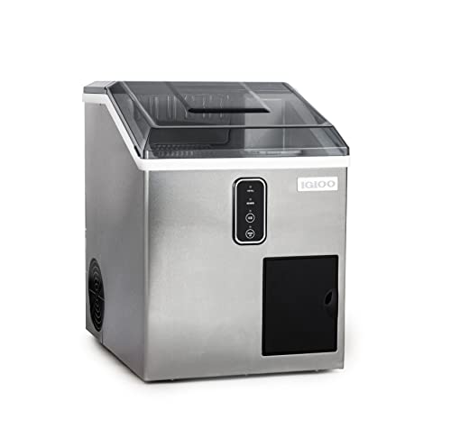 Igloo Electric Countertop Ice Maker Machine - Automatic and Portable - 33 Pounds in 24 Hours - Ice Cube Maker - Ice Scoop and Basket - Ideal for Iced Coffee and Cocktails - Stainless Steel
