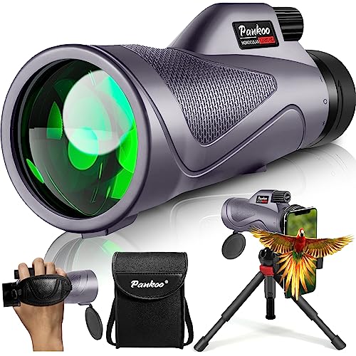 40X60 Monocular Telescope, High Power Monocular for Adults with Phone Adapter& Tripod& Hand Strap, Low Night Vision Monocular, Equipped with BAK4 Prism for Bird Watching and Traveling Concert
