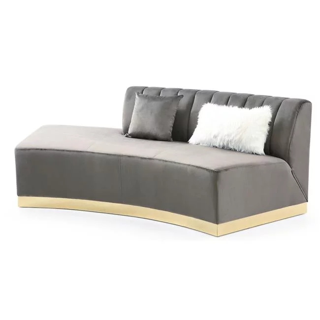 Passion Furniture  Brentwood 89 in. Armless Velvet Curved Sofa in Dark Gray