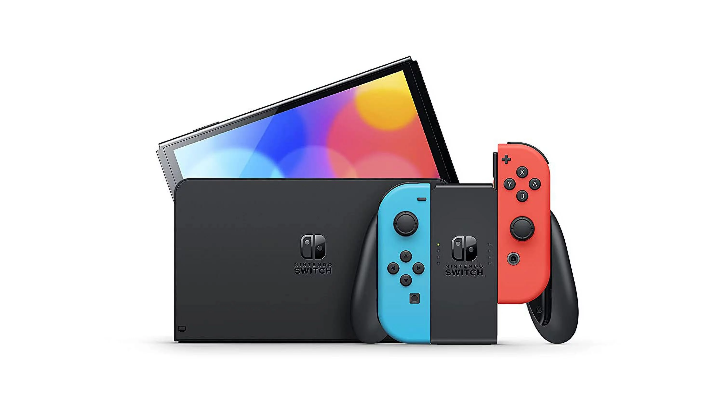 Nintendo Switch OLED - Game console - Full HD - black, neon red, neon blue