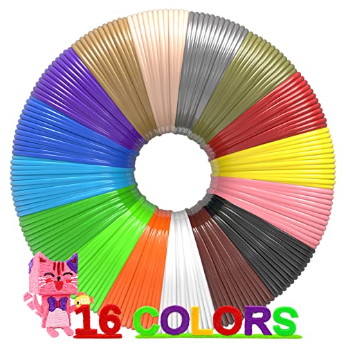 16-Color 320ft PLA 3D Pen Filament Refills - 1.75mm, Kids Safe, 250 Stencils eBook - For SCRIB3D P1 and MYNT3D Pens