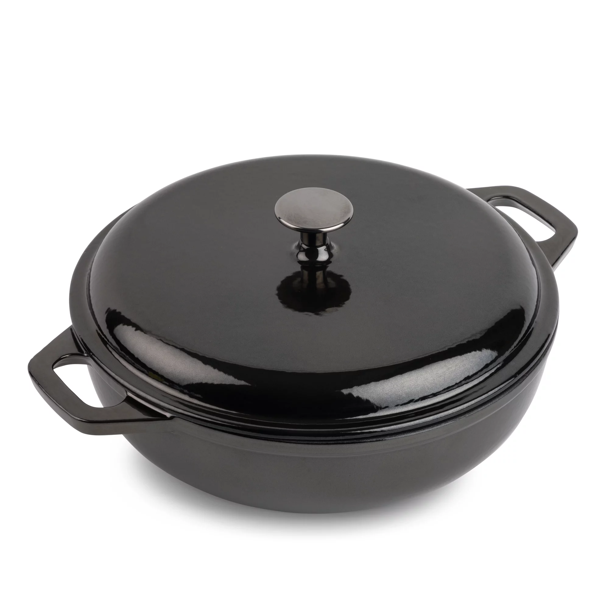 Thyme & Table 5.2 QT Enameled Cast Iron Braiser, Black