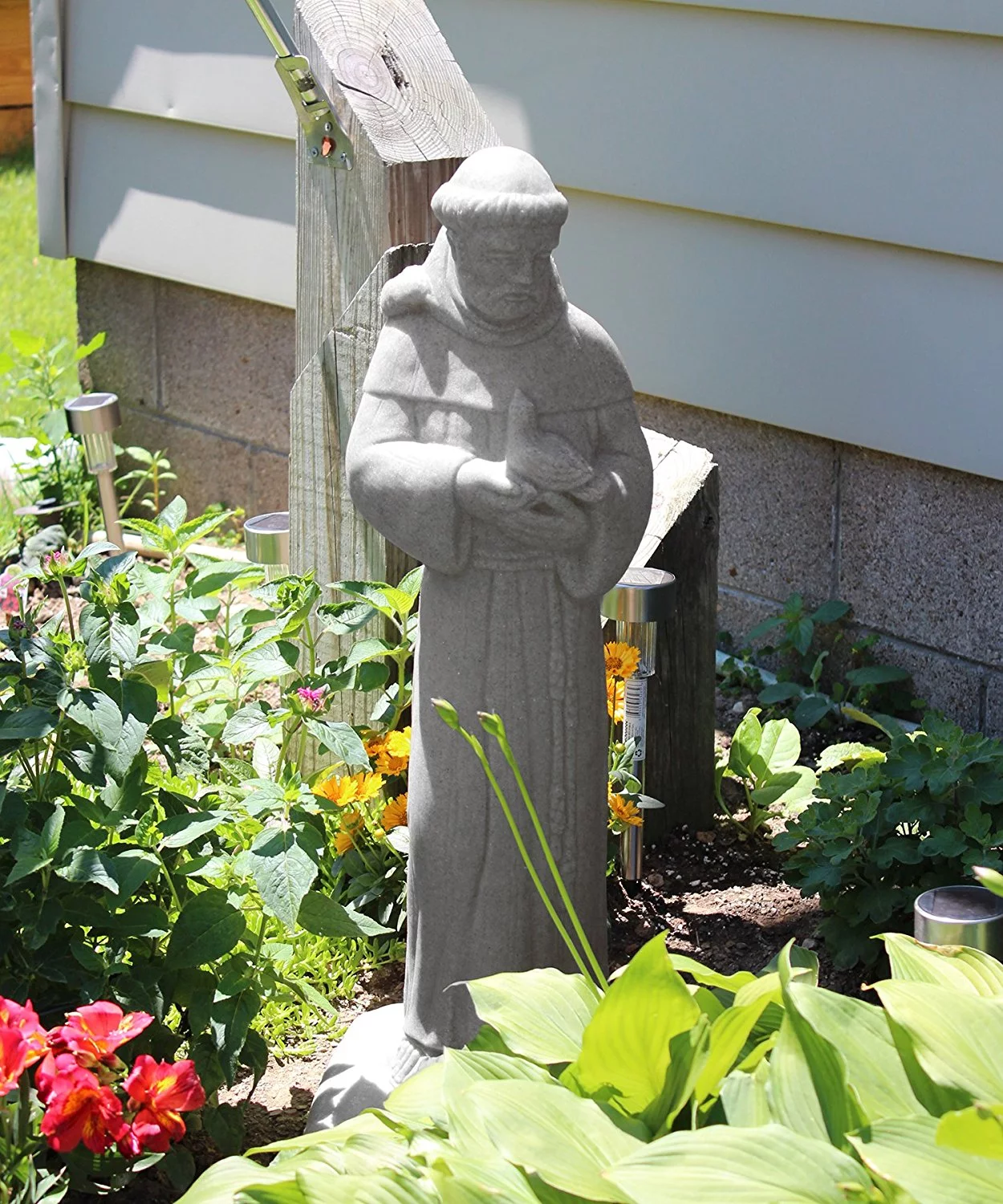 Saint Francis Statue – Natural Granite Appearance – Made of Resin – Lightweight – 29” Height