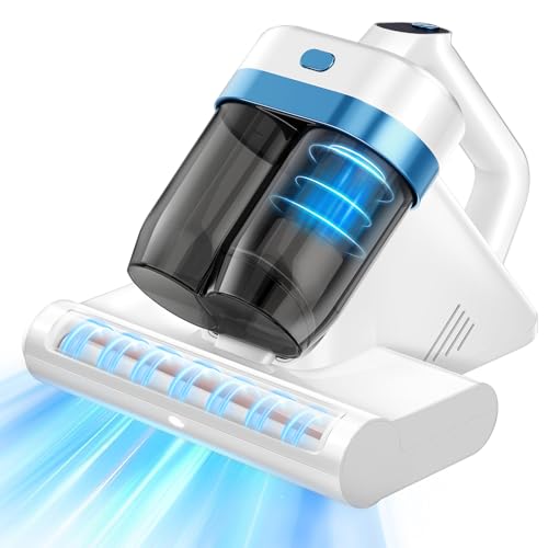 Mattress Cleaner Vacuum with Strong Suction, Ultrasonic Heating Tech & 140°F Heat & Widened Port Vacuum, 500W 20Kpa Power Double-Cup Handheld Bed Vacuums for Cribs Pillows Fabric Surface