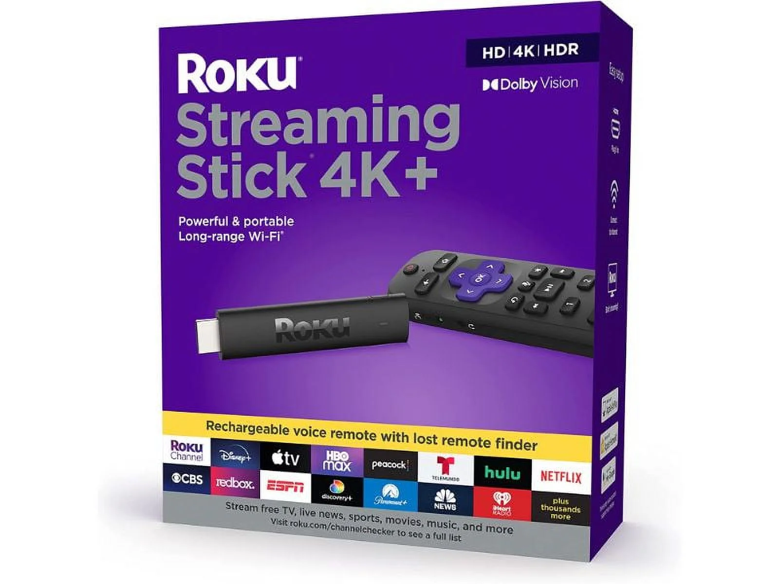 Restored Roku 3821R Streaming Stick 4K+ with Roku Voice Remote Pro, Black (Refurbished)