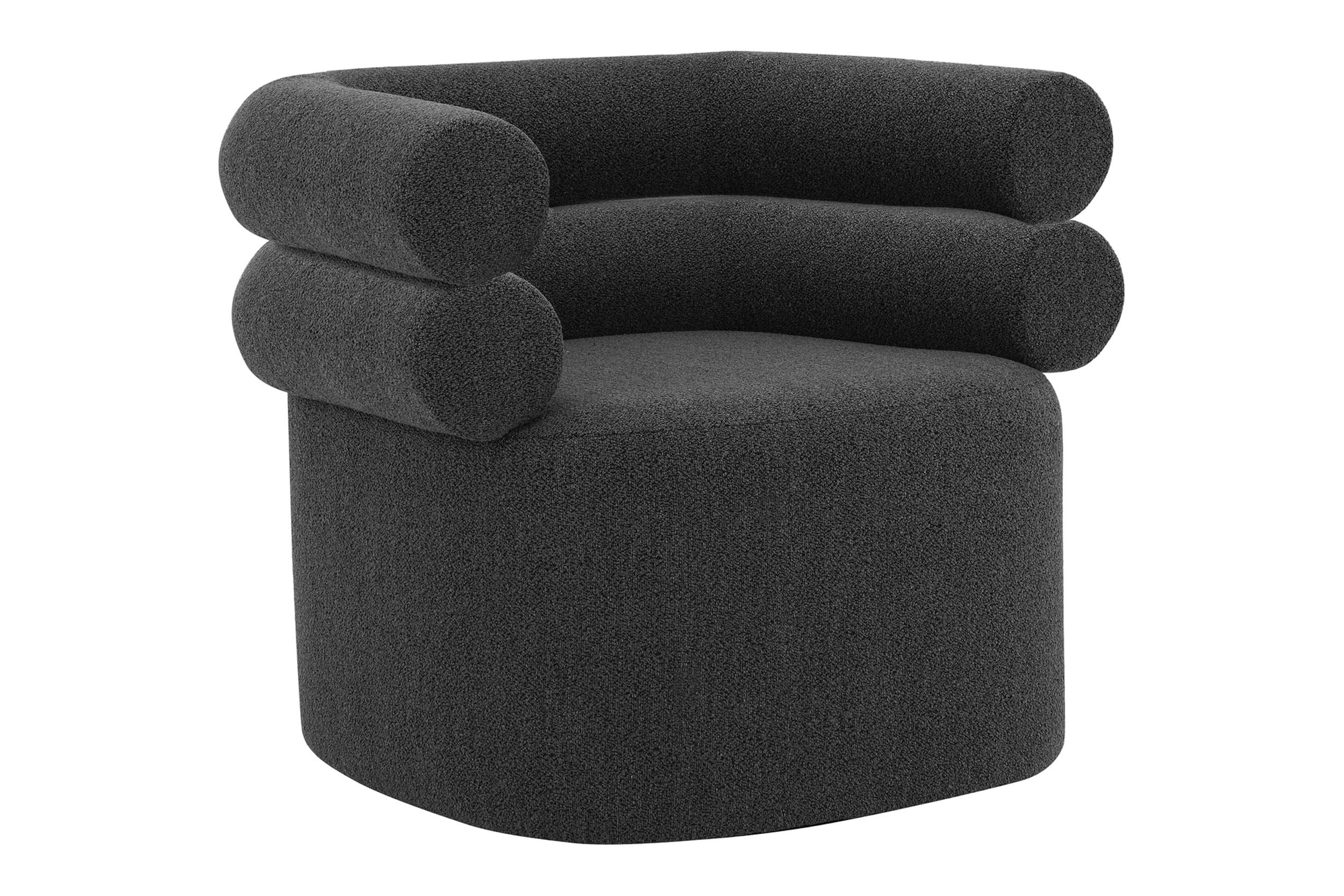 Julius Swivel Chair in Black Boucle