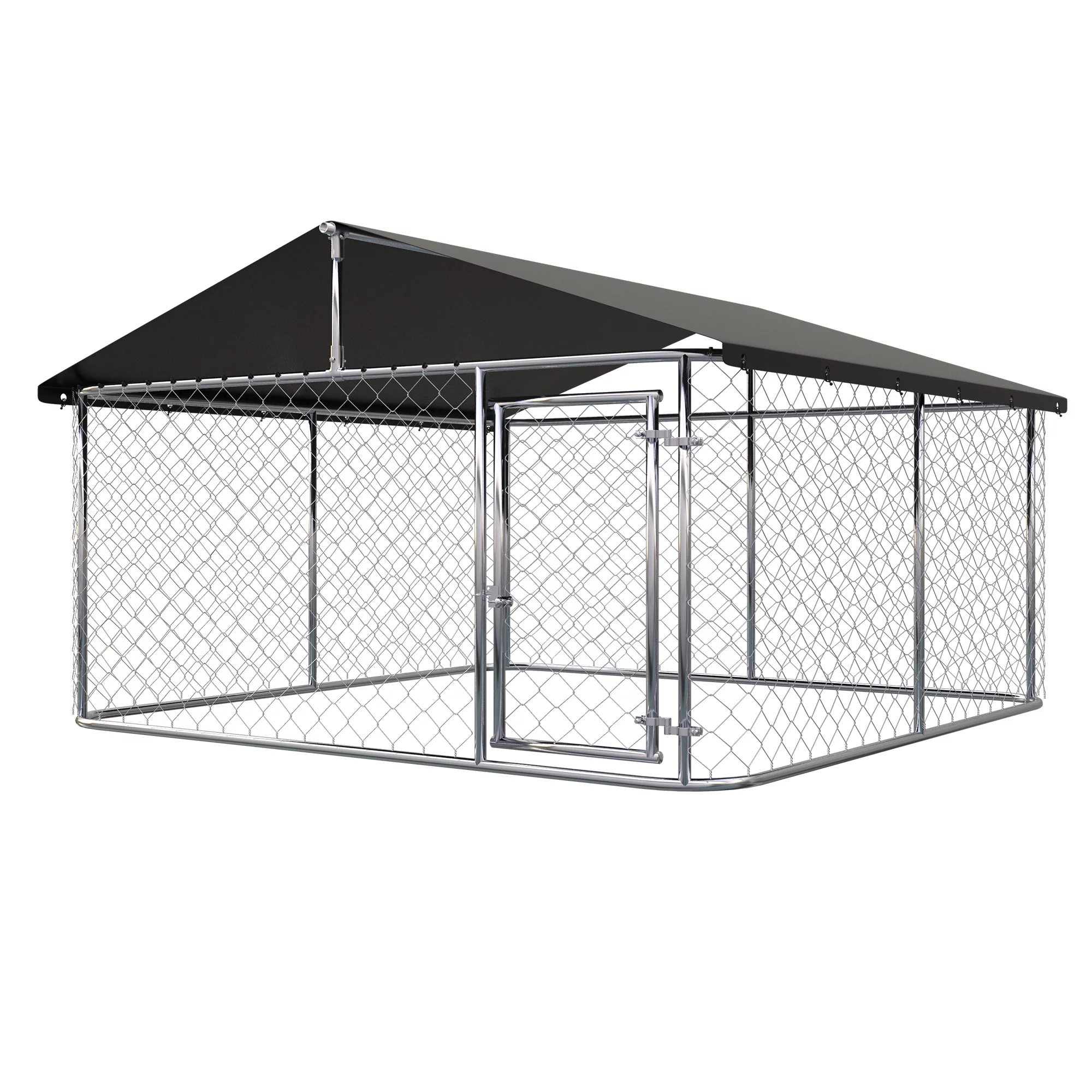 Petony Outdoor Dog Kennel Dog Cage Dog Playpen Dog Fence Chicken Coop Hen House Heavy Duty Pet Playpen with Large Galvanized Chain Link with UV & Water Resistant Black Proof Cover