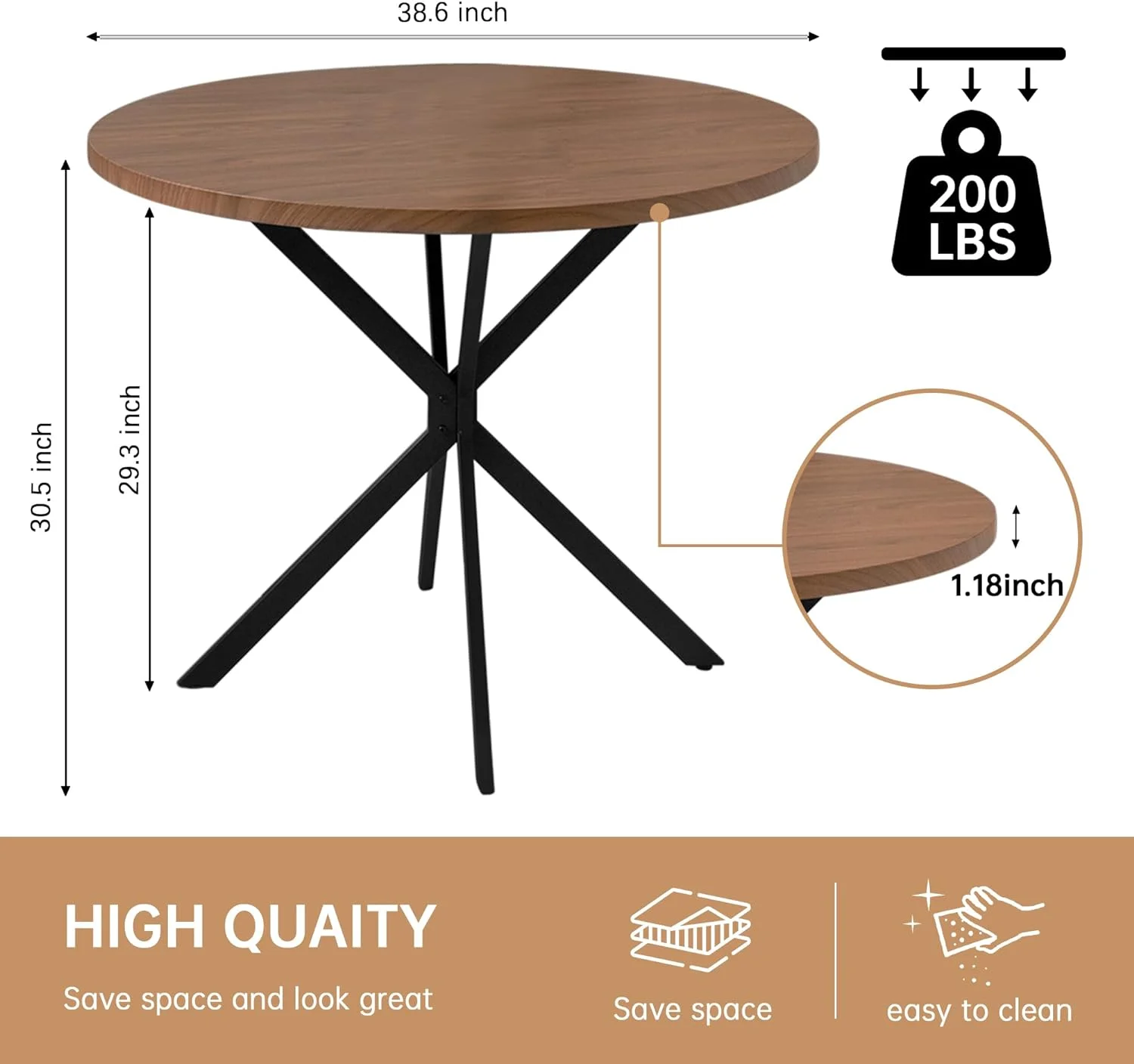 YOJFOTOOU. Round Dining Table, 39