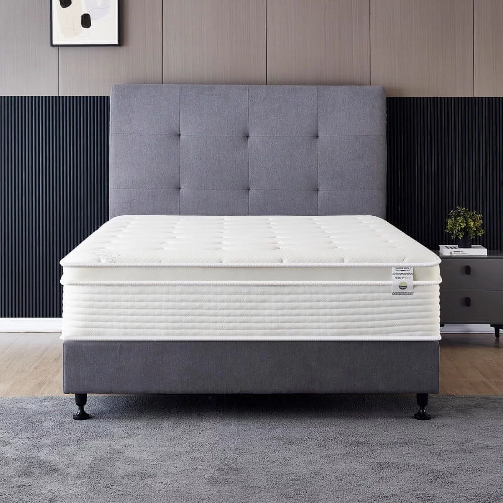 Full Size Mattress - 12 Inch Cool Memory Foam & Spring Hybrid Mattress - Euro Top - Medium Firm - Oliver & Smith