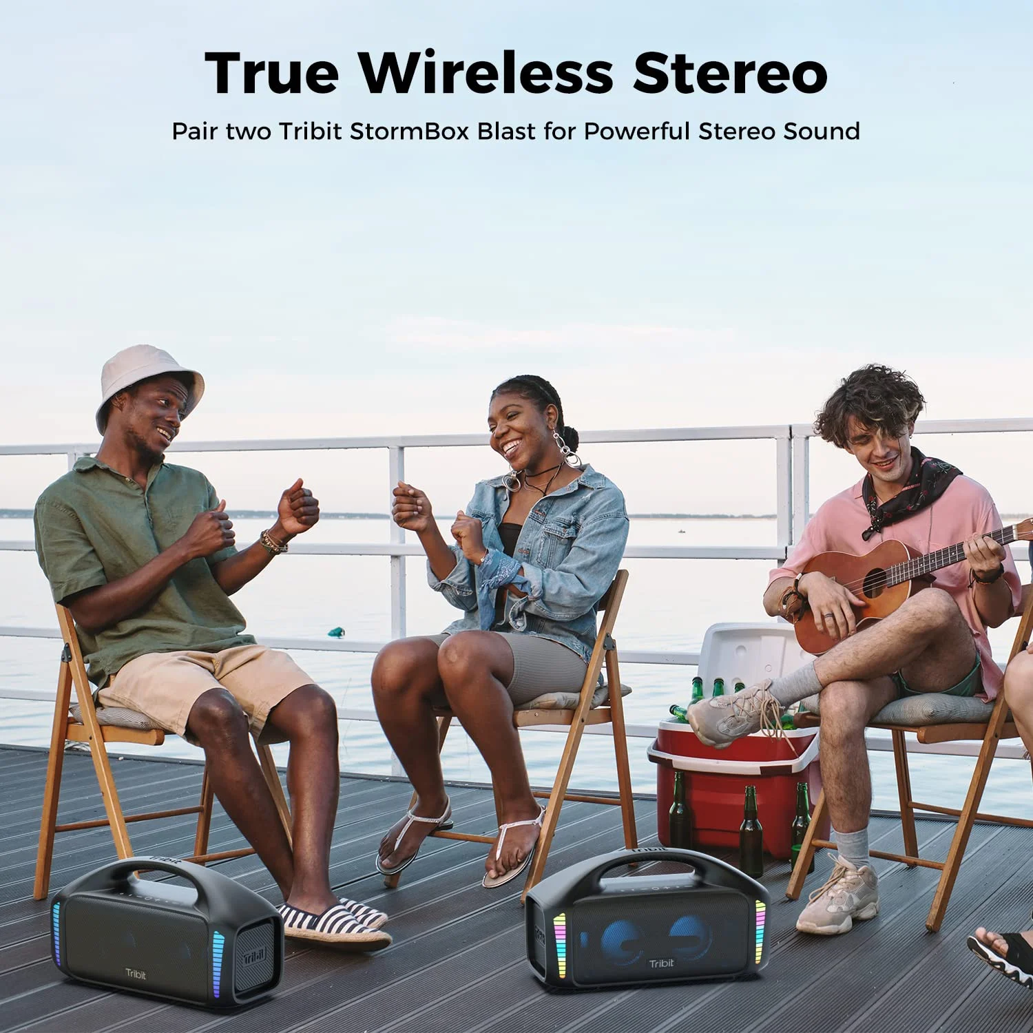 Tribit StormBox Blast Portable Speaker,90W Stereo Sound Loud Speaker with XBass,IPX7 Waterproof Bluetooth Speaker LED Light, PowerBank, Bluetooth 5.3, Custom EQ, 30H Playtime Party