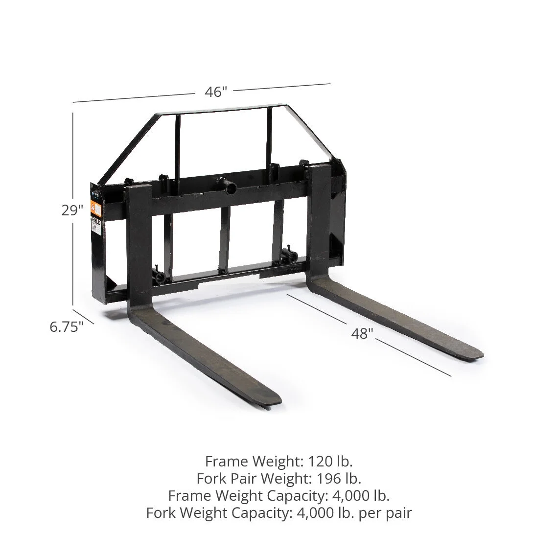 Titan Attachments 48-in Skid Steer Pallet Fork Frame Attachment, 48