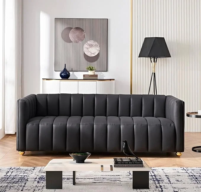 Glam Fabric Upholstered Solid Wood Frame 82.7