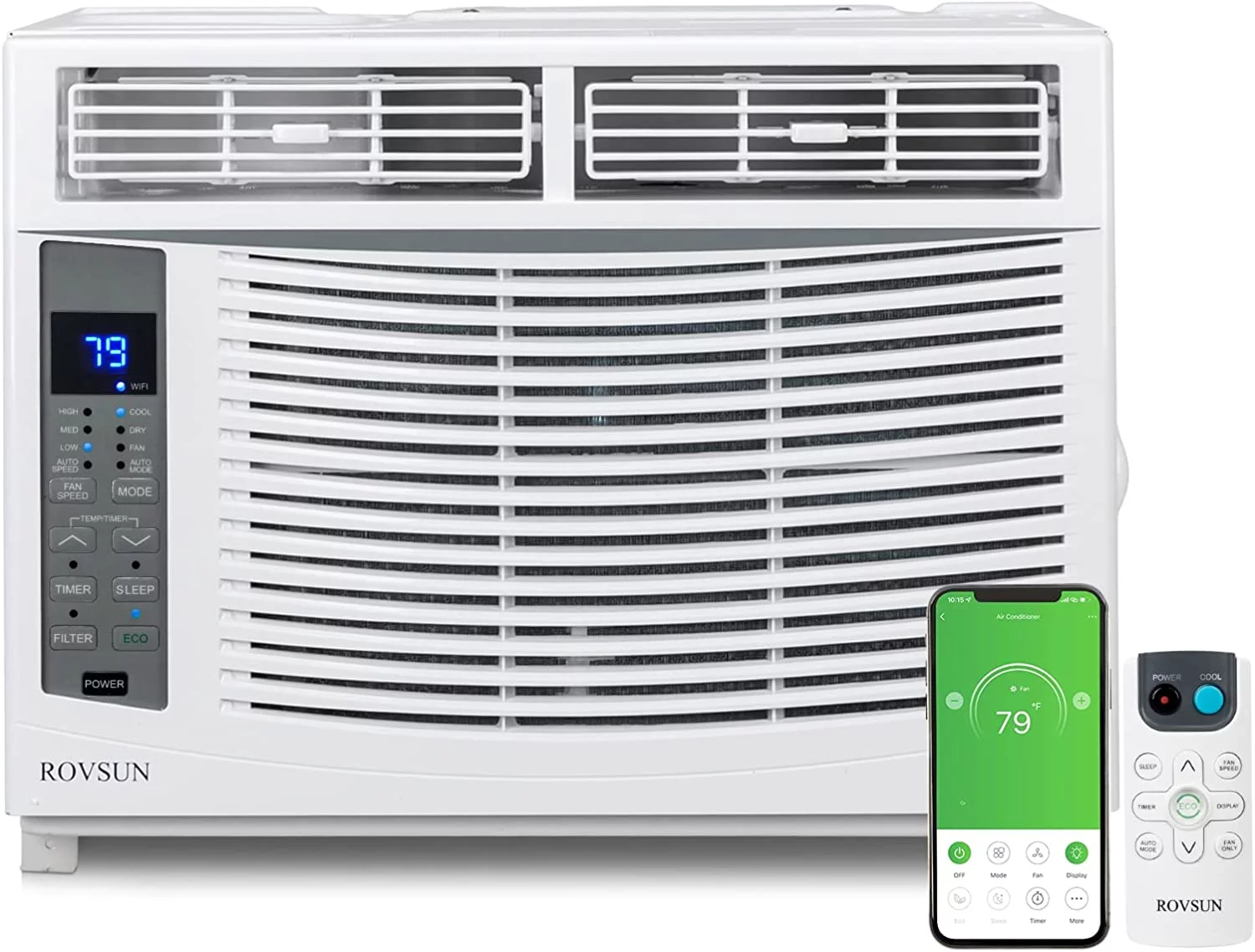 ROVSUN Wifi Enabled 6000 BTU Window Air Conditioner, 115V/60Hz Window AC Unit with Remote & APP Control, Cooling Rooms up to 250 Sq. Ft, Easy Install Kit Included, White
