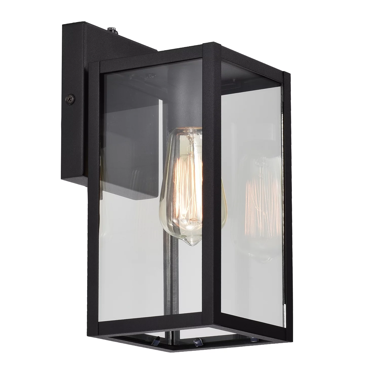 Dusk to Dawn Sensor Outdoor Wall Light, Waterproof Outdoor Wall Lamps Porch Lights Wall Lantern, Wall Sconce with Seeded Glass,Matte Black