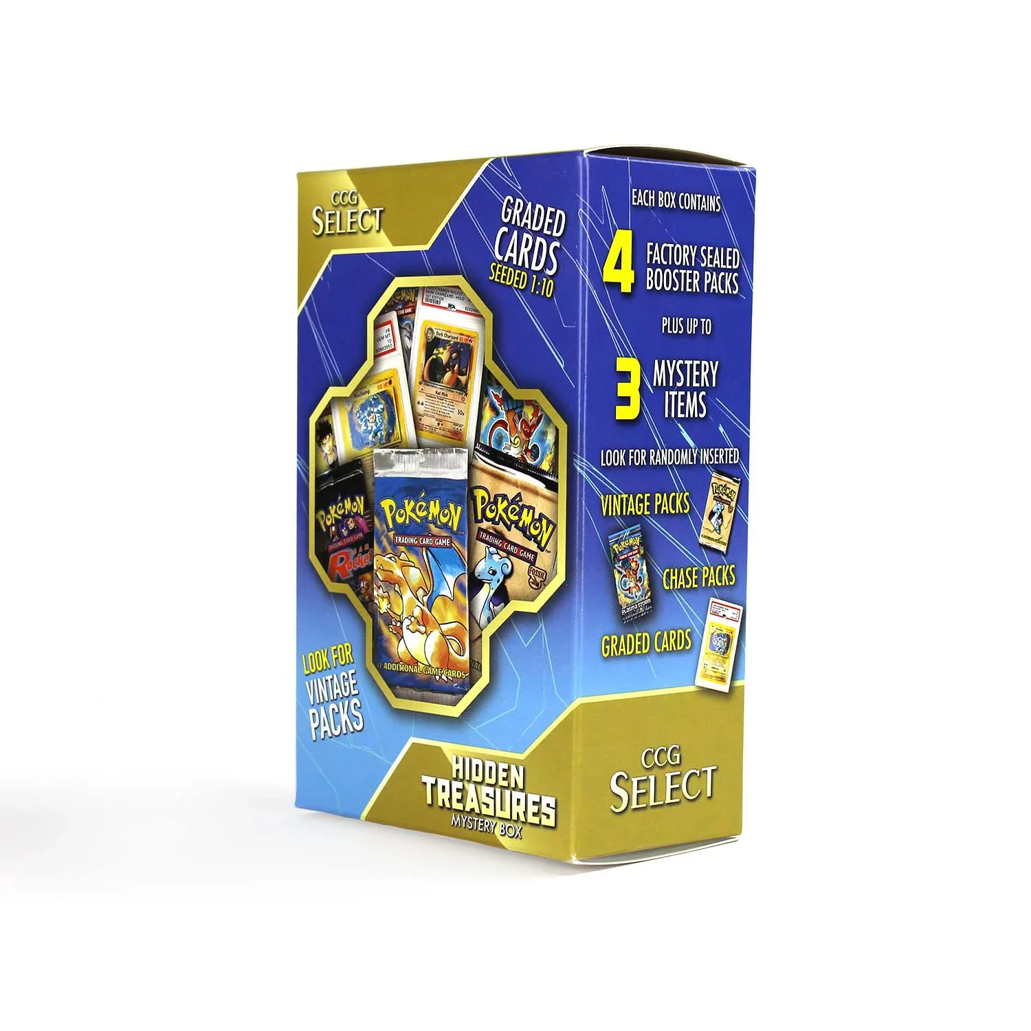 CCG Select | Hidden Treasures Mystery Box | 4 Booster Packs + Bonus Items | Compatible with Pokemon Cards