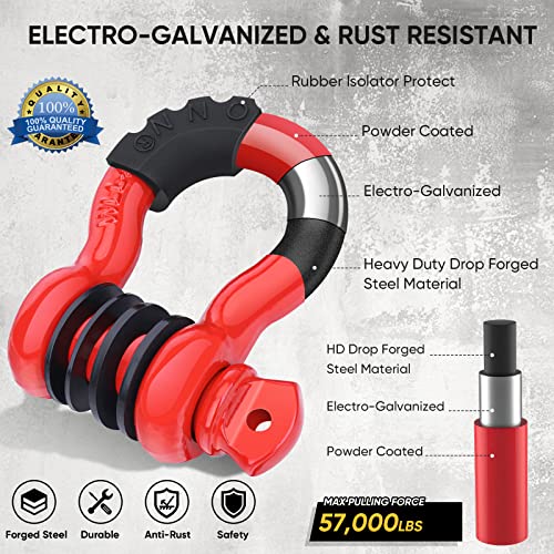 TICONN 2 Pack D Ring Shackle with 7/8