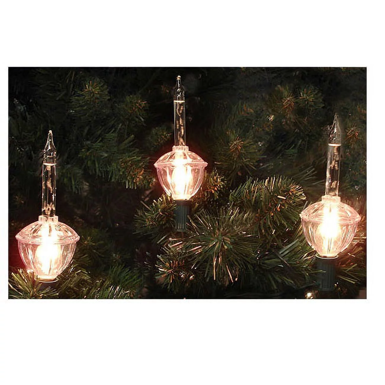 Northlight 7-Count Clear Silver Glitter Retro Christmas Bubble Light Set, 6ft Green Wire