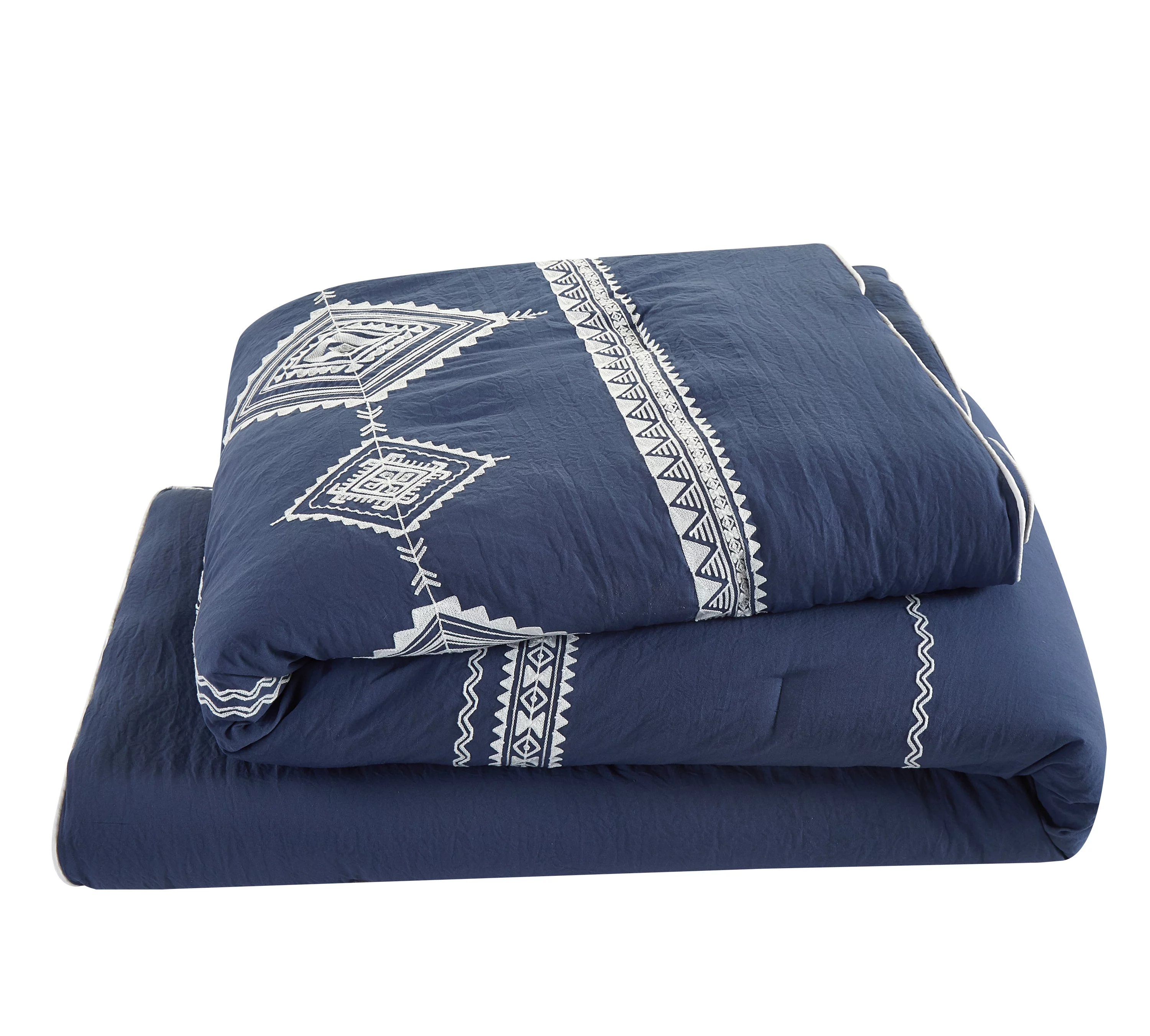 Better Homes & Gardens Summit 12-Piece Navy Bed in a Bag Comforter Set with Sheets, Full, Aztec, Polyester