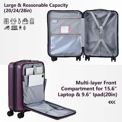 TydeCkare Carry on Luggage 21 Inch with Front Pocket for 15.6