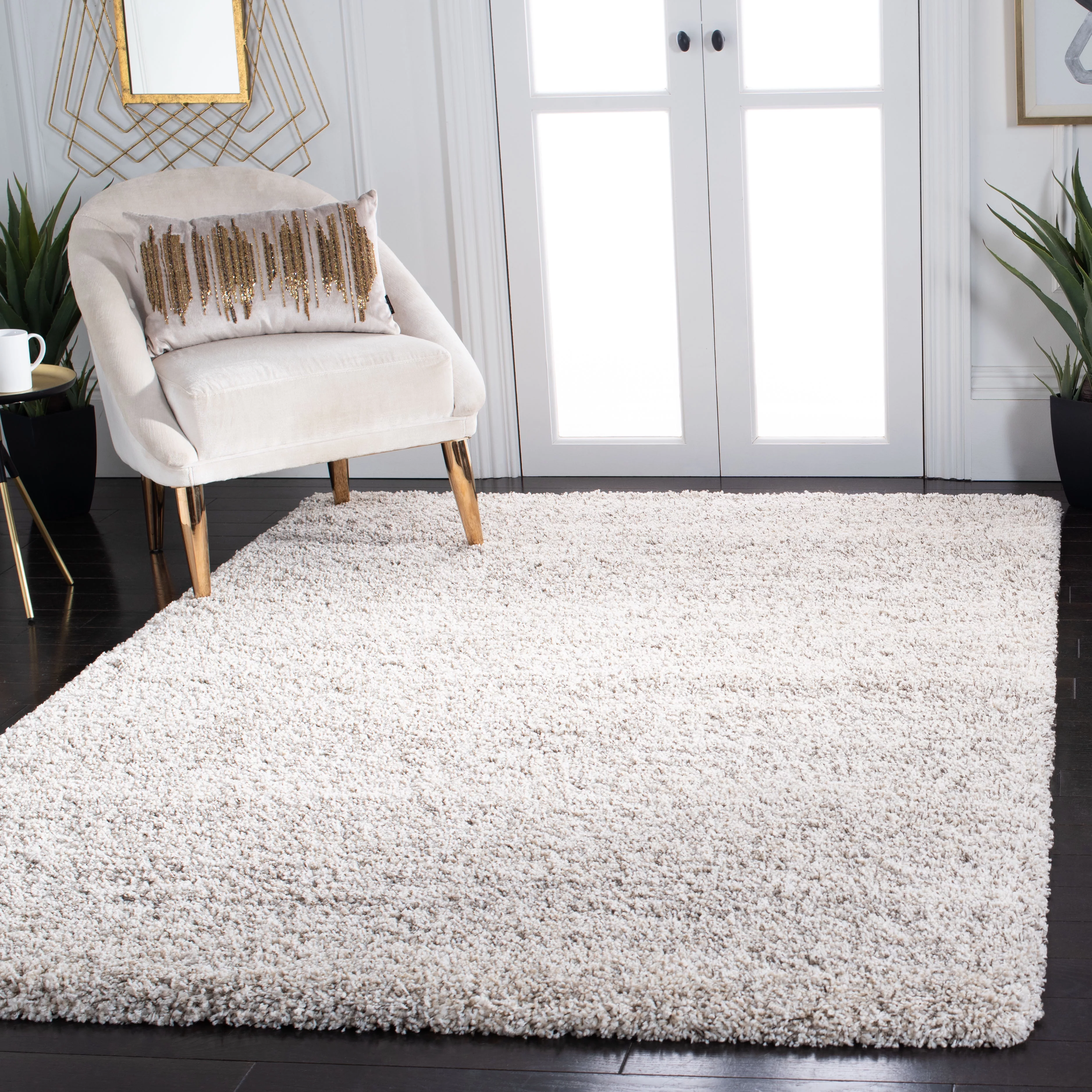 SAFAVIEH Hudson Shag Jaden Striped Area Rug, Ivory/Grey, 10' x 14'