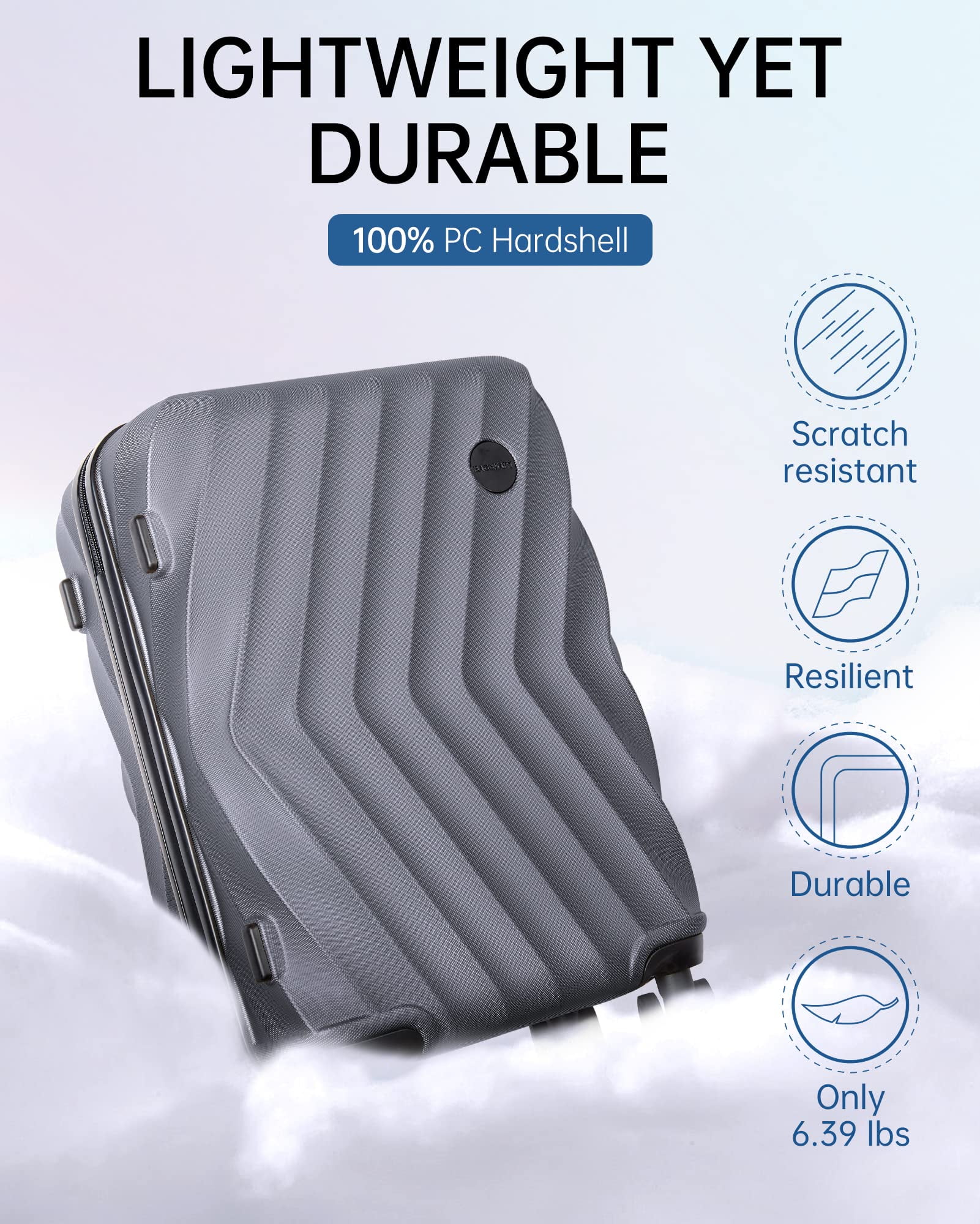 BS Travel 2 Piece Hardside Carry On Luggage Set, 22