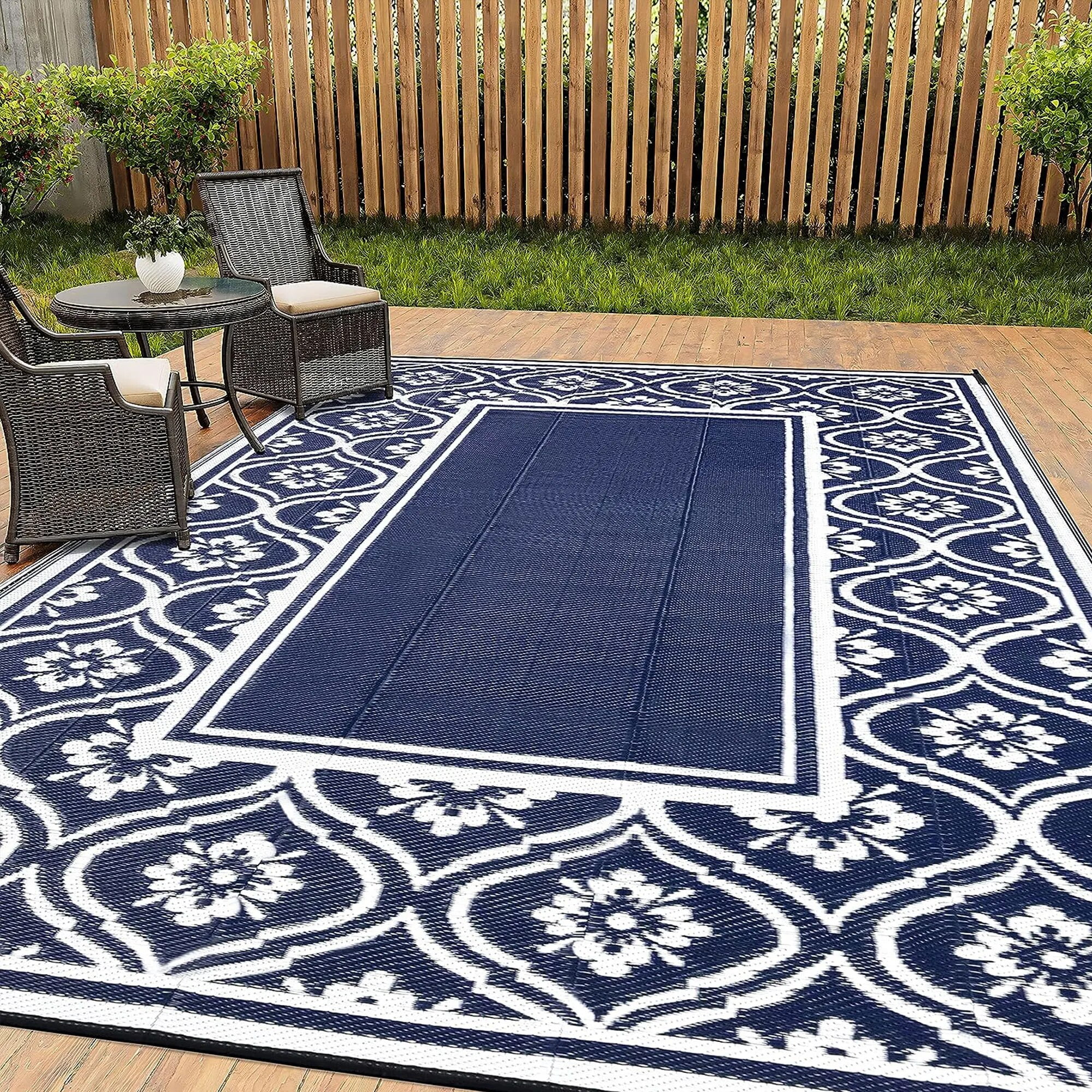 HUGEAR Outdoor Rugs on Sale Clearance 6'x9' Waterproof Patio Rugs Area Rugs Plastic Straw Rugs, Camping RV Rugs for outside, Balcony, Pool, Deck Rug