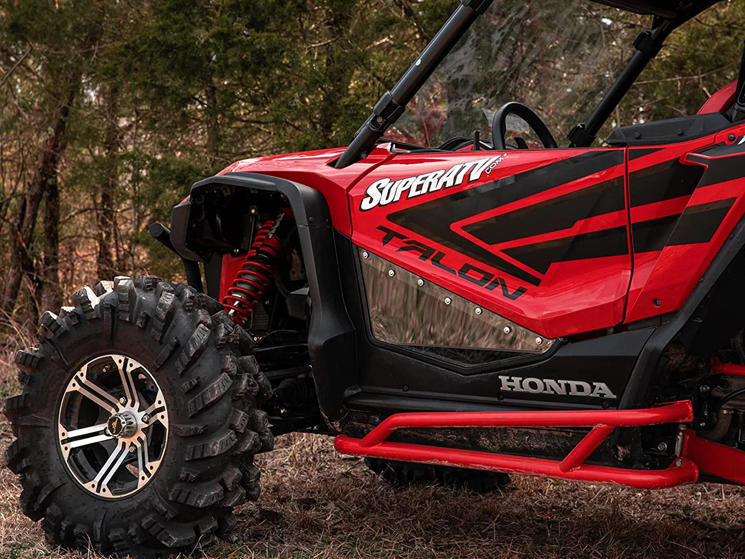 SuperATV Clear Lower Doors for 2019+ Honda Talon 1000X/1000R/1000X|4|Includes 2 Front Lower Doors|Super|Tough 1/4? Clear Polycarbonate|Rattle|free Fit|Riding with Visibility & Style|DOOR-H-TAL-001-75