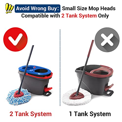 Spin Mop Head Replacement Base Handle Compatible with O Cedar EasyWring 1-Tank System, 4 Mop Replace Heads, 1 Mop Handle, 1 Mop Base and 1 Mop Base Scrub Brush Combo Set