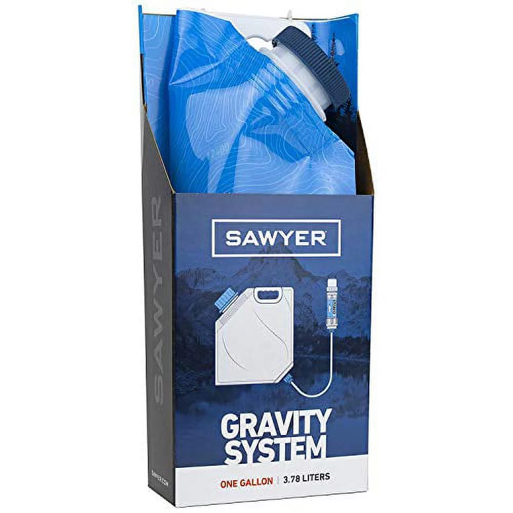 Sawyer Products Sp160 Onegallon Gravity Water Filtration System With Dualthreaded Mini Filter, Bluwhiteclear