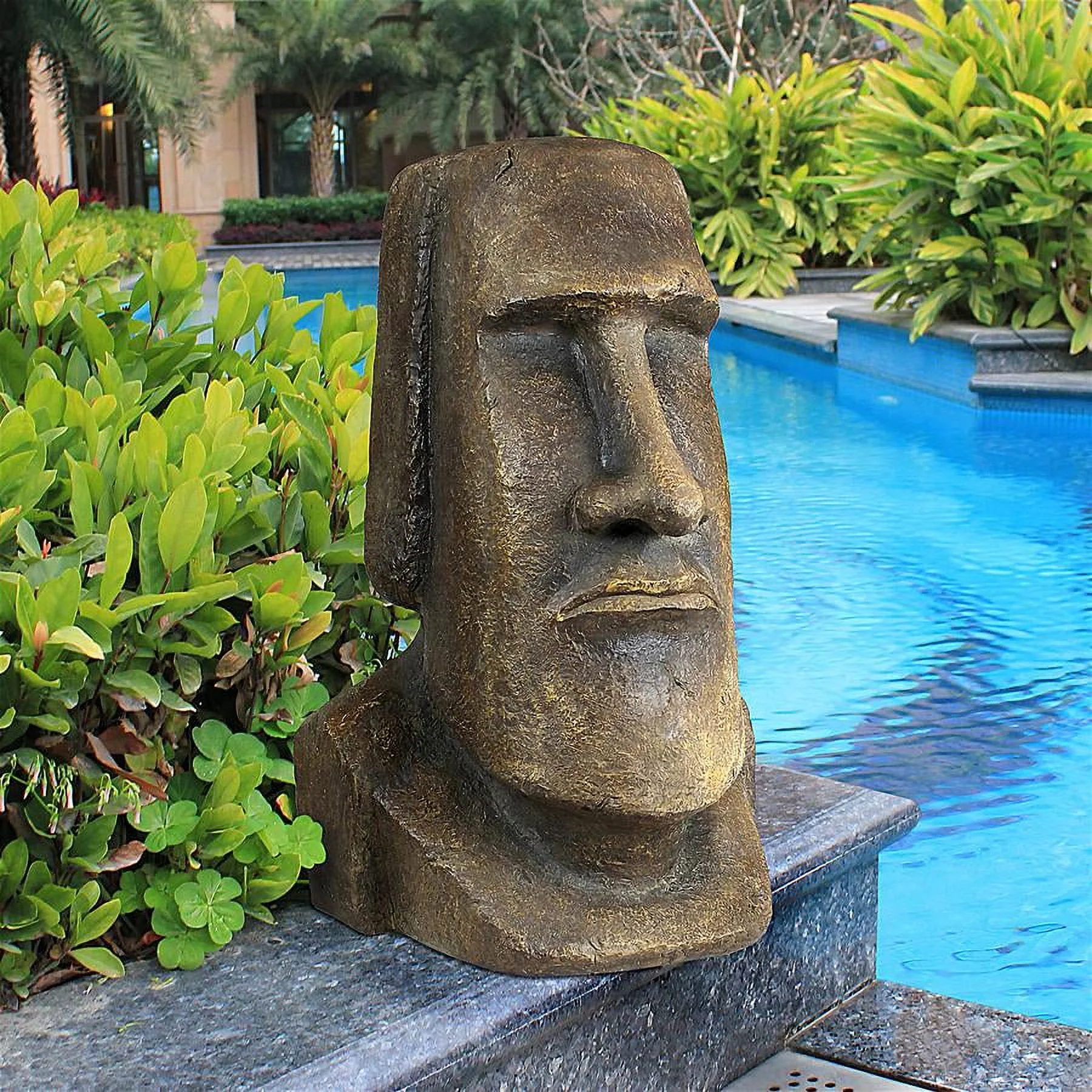 Design Toscano Easter Island Ahu Akivi Moai Monolith Garden Statue, Extra Large, 32 Inch, Polyresin, Grey Stone