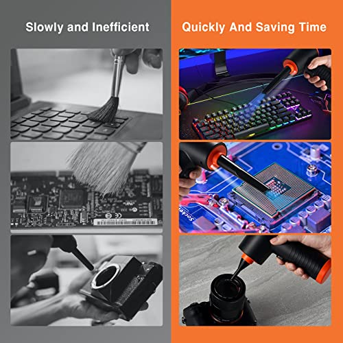 Cordless Compressed Air Duster - Rechargeable 7500mAh 91000RPM Compressed Air Blower with Led Light for Keyboard, PC, and Car Cleaning - Powerful Eco-Friendly Replacement for Canned Air Duster