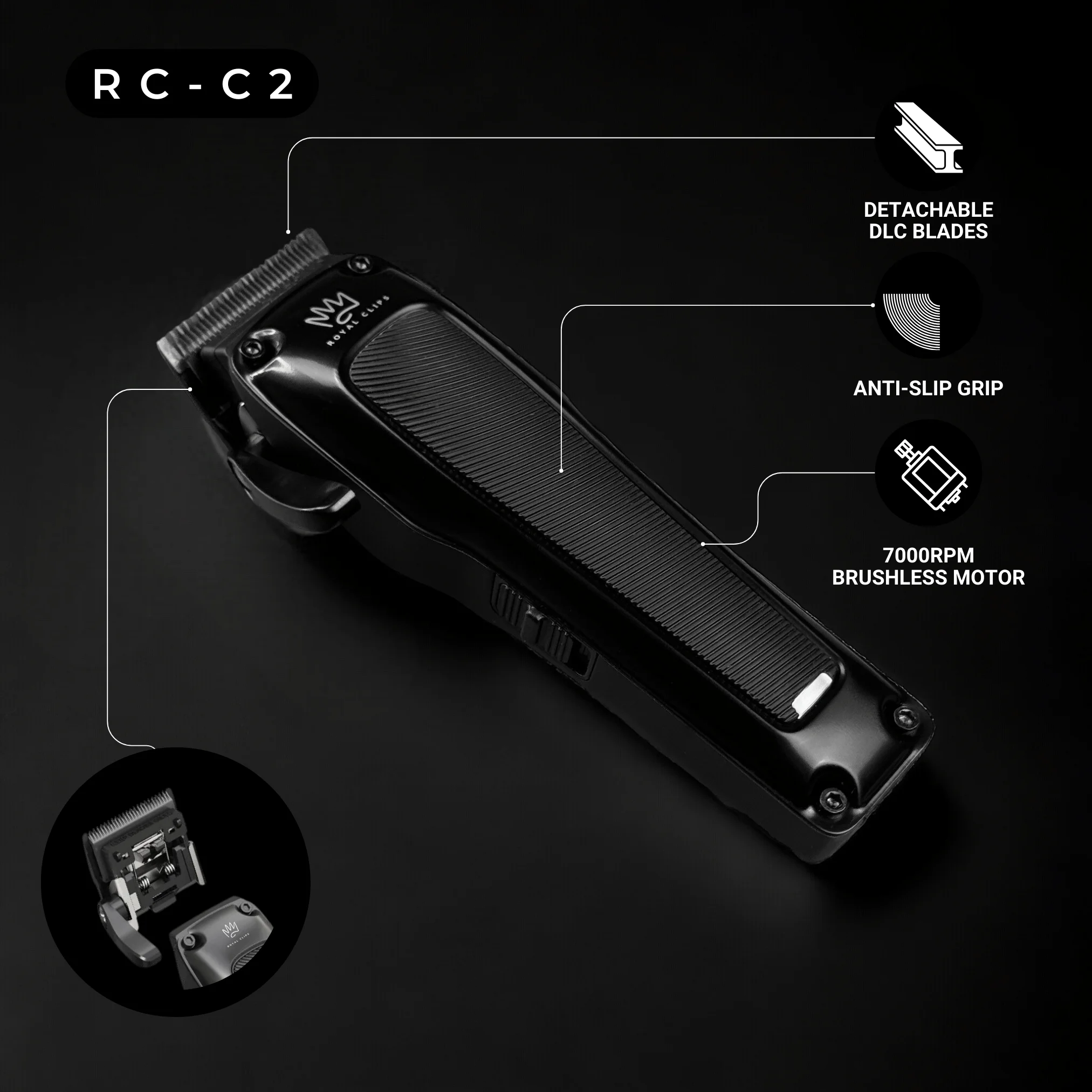 ROYAL CLIPS FADE KIT 2.0 - HAIR CLIPPER SET (BLACK)