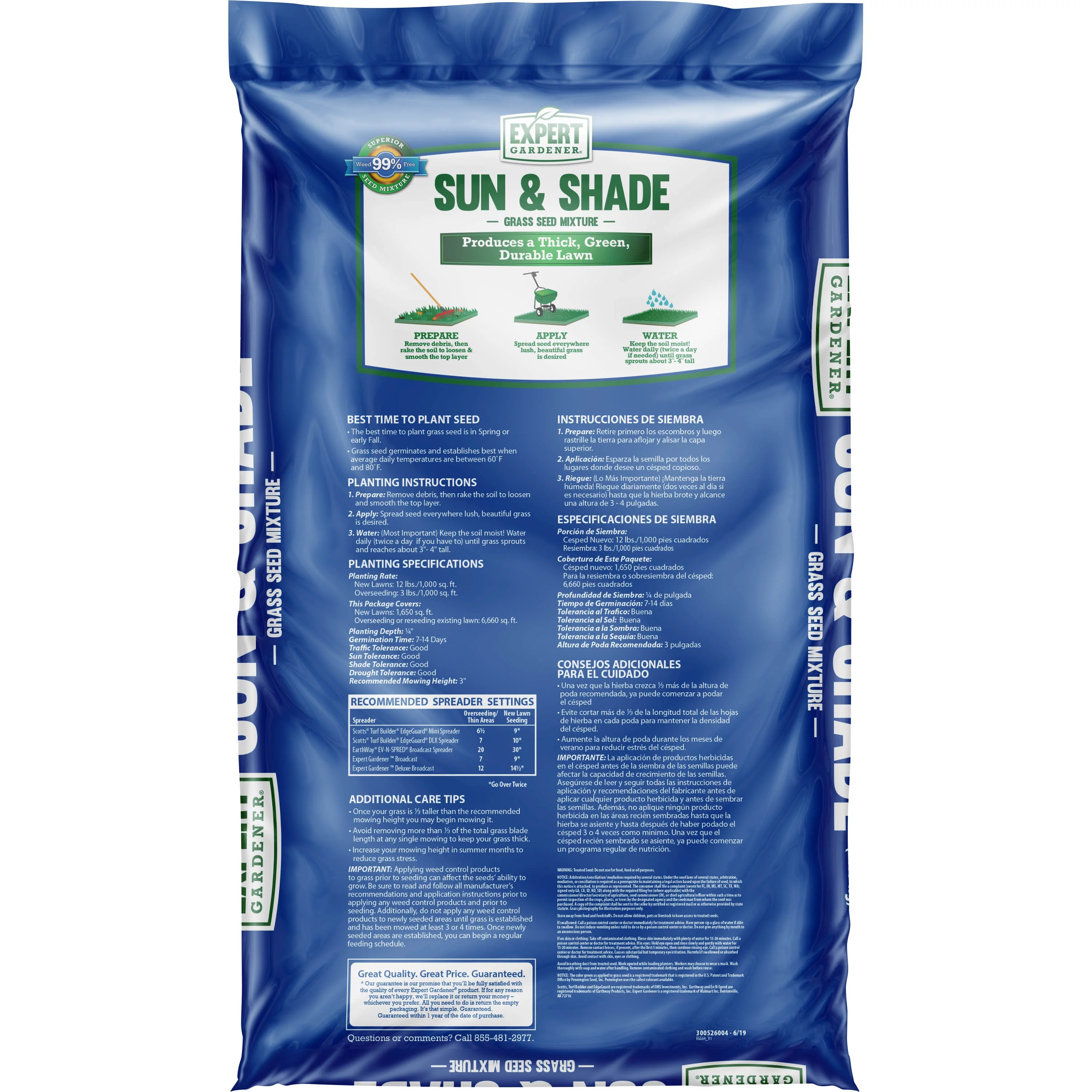 Expert Gardener Sun & Shade Southern Grass Seed Mix, for Sun to Partial Shade, 20 lb.