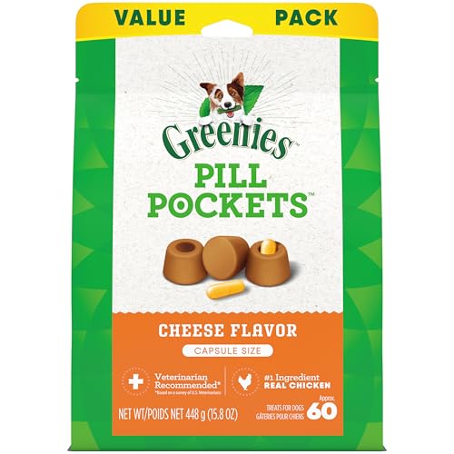 Greenies Pill Pockets for Dogs Large Size, Soft Dog Treats, with Real Peanut Butter, 15.8 oz. Pouch (60 Treats)