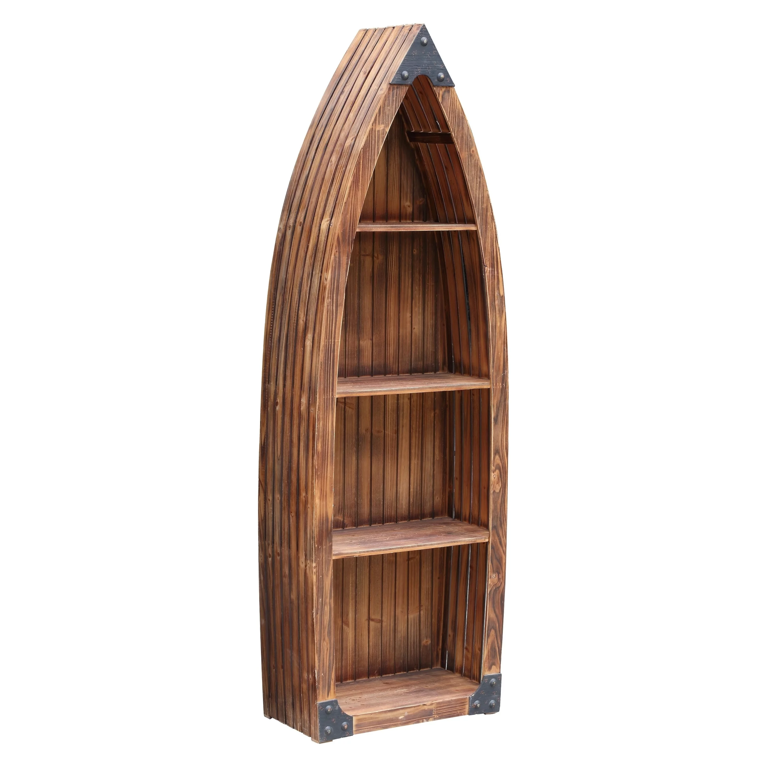 Mountain View Rustic Wood Canoe 3 Shelf Bookcase - 71