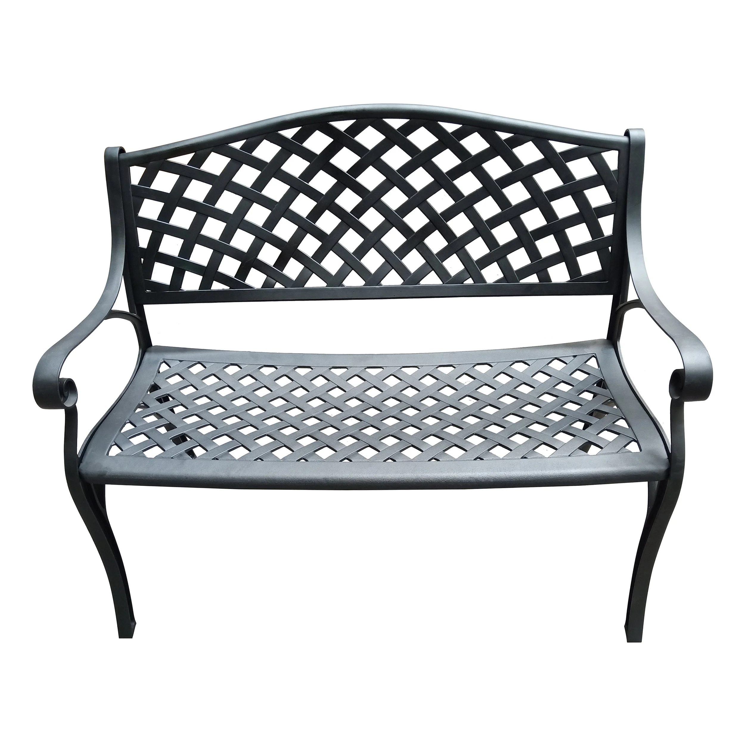 Outdoor Aluminum Modern 40-in Black Patio Bench Loveseat