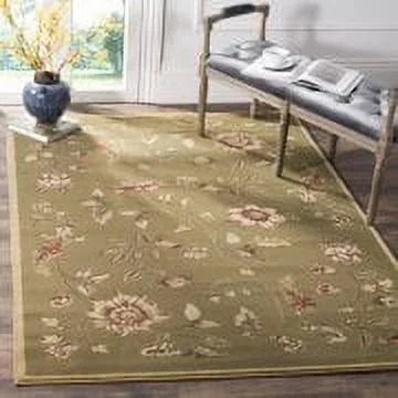 SAFAVIEH Lyndhurst Milo Floral Border Area Rug, Green/Multi, 6'7