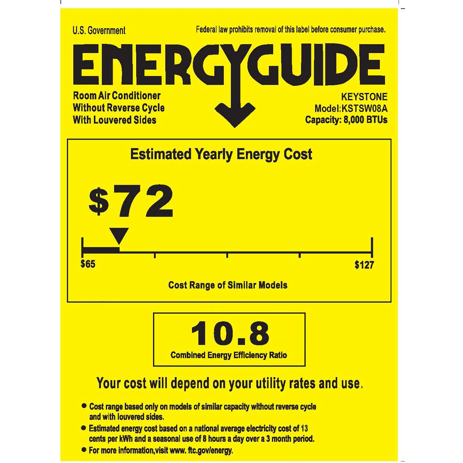 Keystone 8,000 BTU Slider/Casement Window Air Conditioner