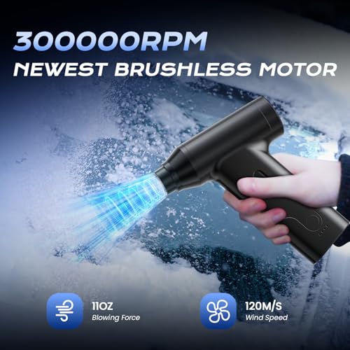 Compressed Air Duster, 300000RPM Air Duster Electric Cleaner for Keyboard, PC Deep Cleaning, Cordless Air Blaster, Replace Compressed Air Can-No Canned Air Duster,Rechargeable Air Blower