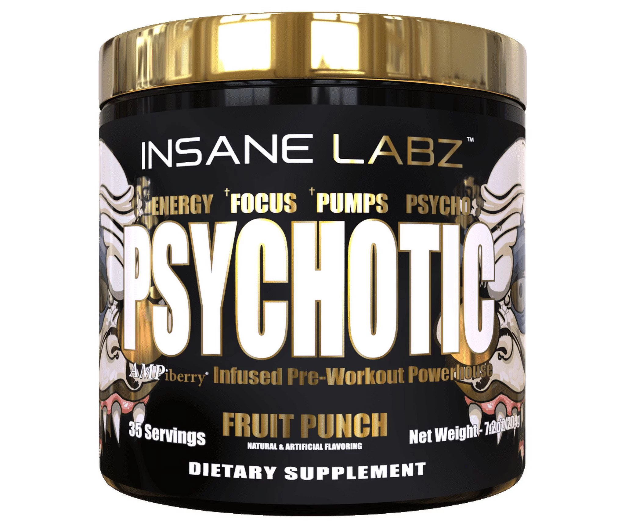 Psychotic Gold Pre Workout - Fruit Punch - 35 Servings - Insane Labz